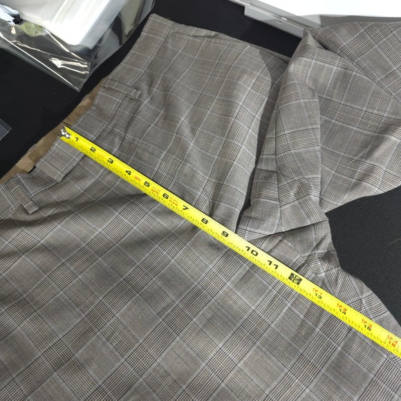 Banana Republic Dress Pants Mens 33x32 Gray Tan Plaid Slim Fit Business Casual - Picture 3 of 13